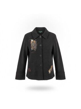 G.G. Sport Womens Black  Jacket Small Abstract Front Pockets Size S